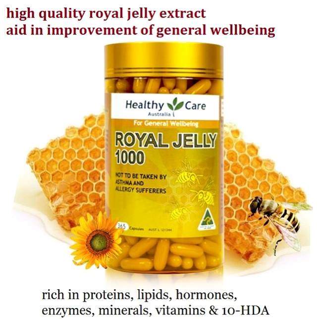 Healthy Care Royal Jelly 1000 mg 365 Capsules (ผลิตภัณฑ์อาหารเสริม นม ...